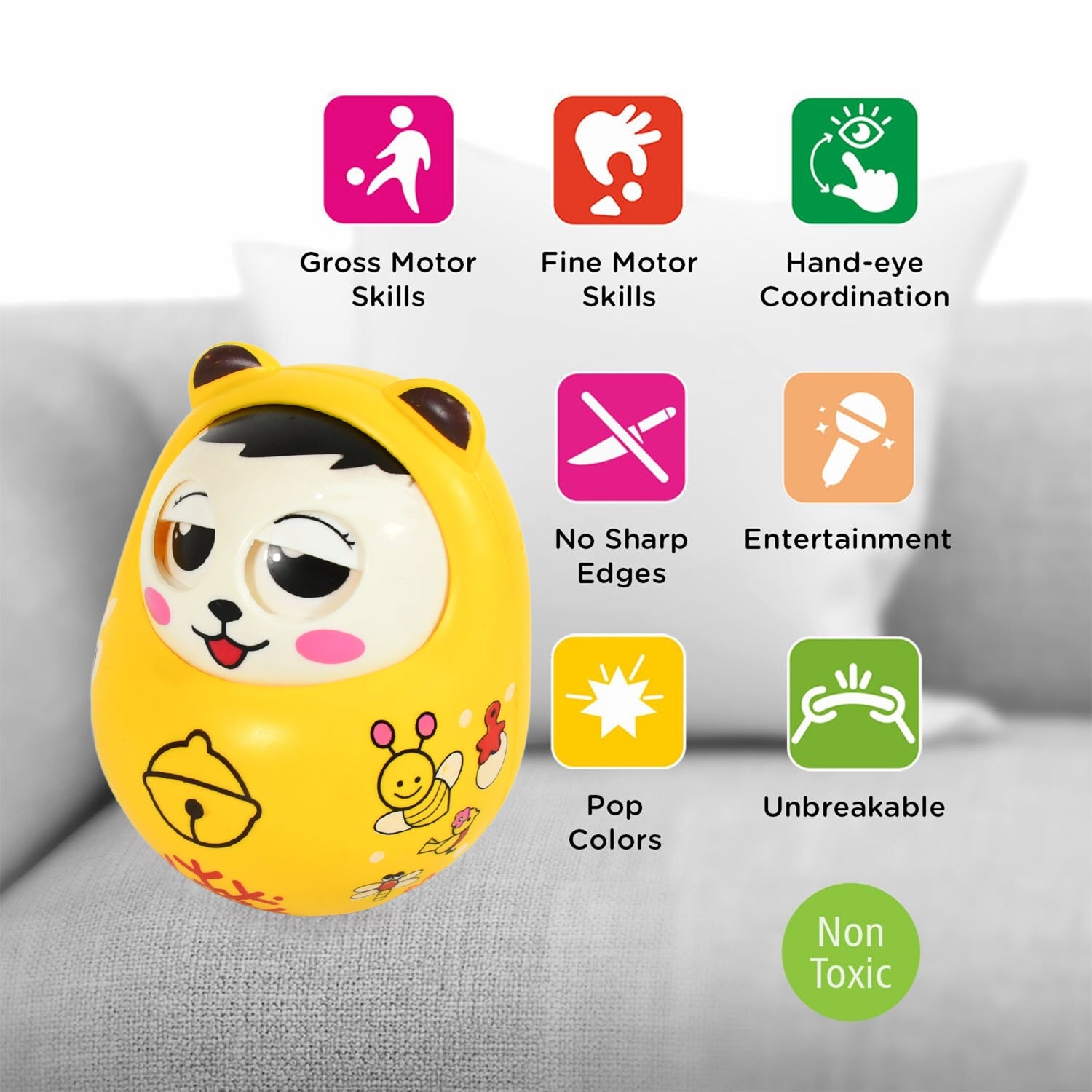 Musical Roly Poly Toys for Baby | Push and Shake Wobbling Toy with Music | Tumbler Doll Toy for Babies | Sound Balancing Doll Toys for Baby Boys, Girls 8+ Months Multicolor (1 Pc) Musical Roly Poly Toys for Baby | Push and Shake Wobbling Toy with Music | Tumbler Doll Toy for Babies | Sound Balancing Doll Toys for Baby Boys, Girls 8+ Months Multicolor (1 Pc)